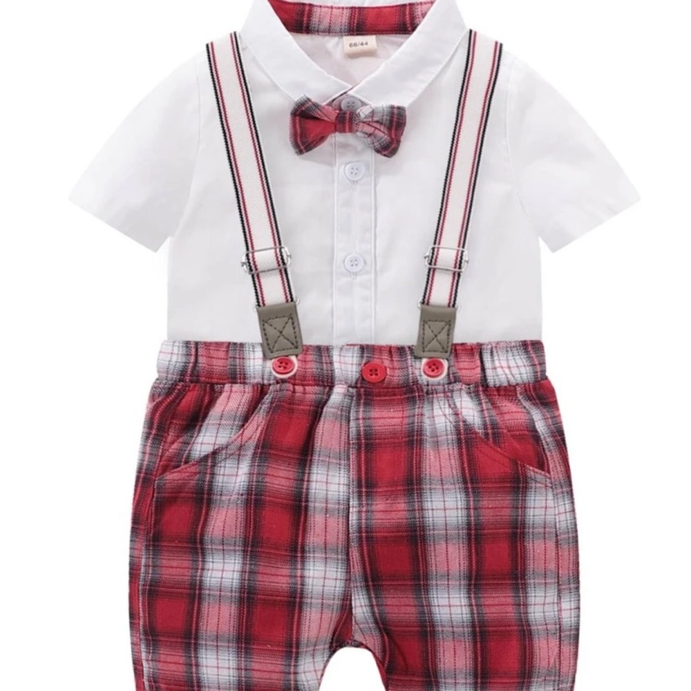 Baby boy bodysuit &plaid shorts